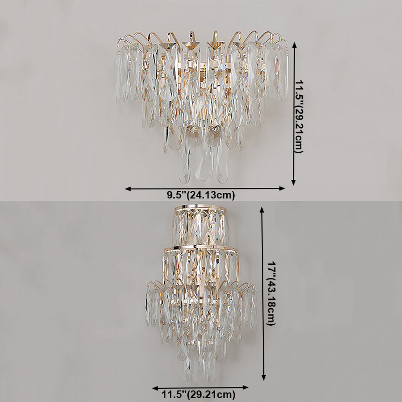 Unique Shade Crystal Wall Sconce Modern Multi-Lights Wall Mount Light Fixture in Gold