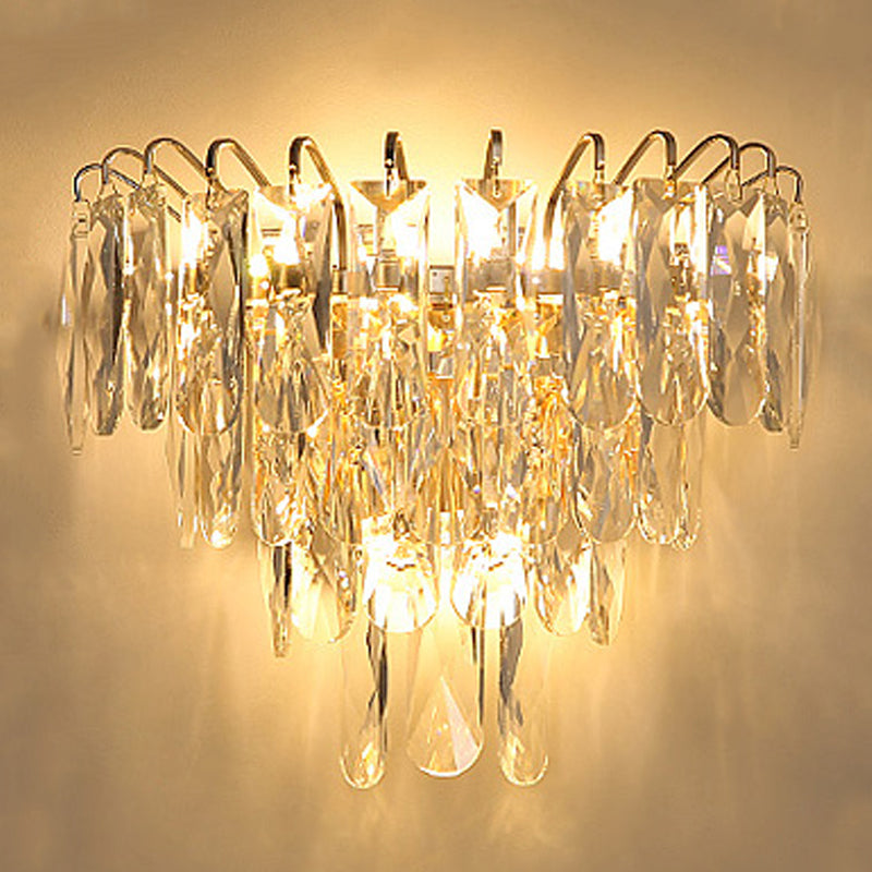 Unique Shade Crystal Wall Sconce Modern Multi-Lights Wall Mount Light Fixture in Gold