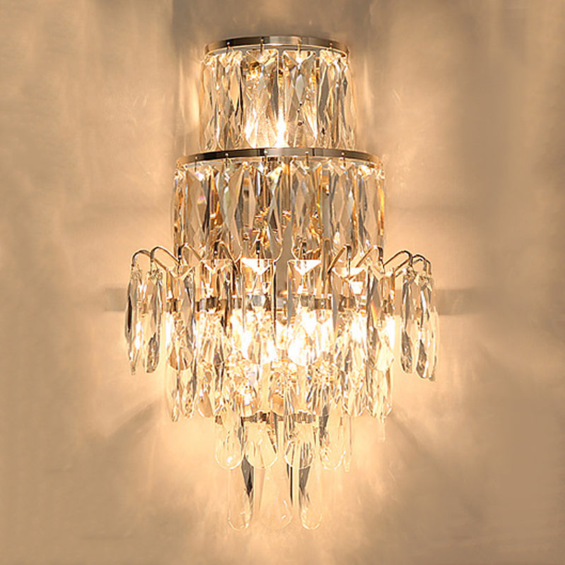 Unique Shade Crystal Wall Sconce Modern Multi-Lights Wall Mount Light Fixture in Gold