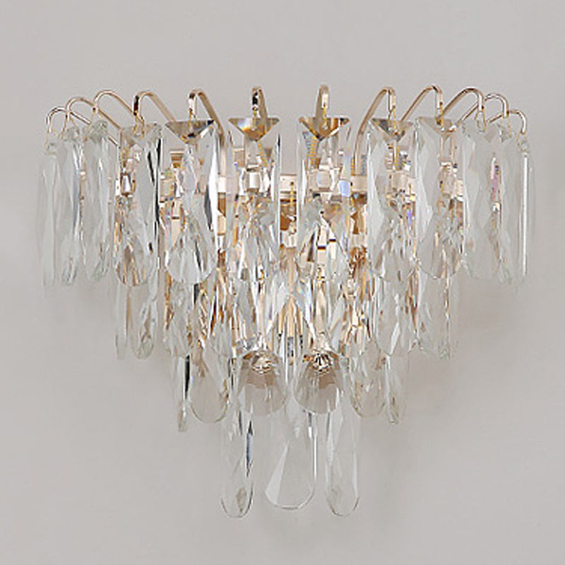 Unique Shade Crystal Wall Sconce Modern Multi-Lights Wall Mount Light Fixture in Gold