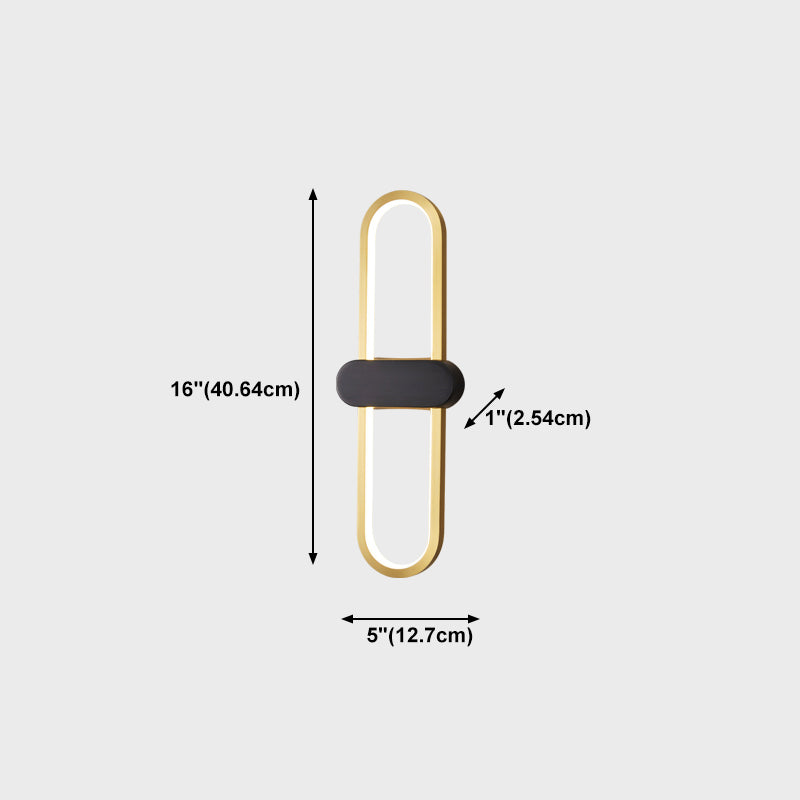 Nordic Style Brass Wall Light Oval Shape LED Wall Sconce in Gold for Living Room