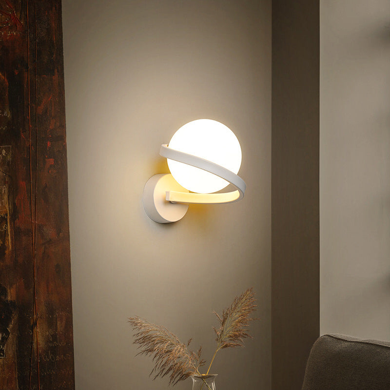 Modern Style Sphere Wall Mounted Lamps Glass 1 Light Wall Sconces