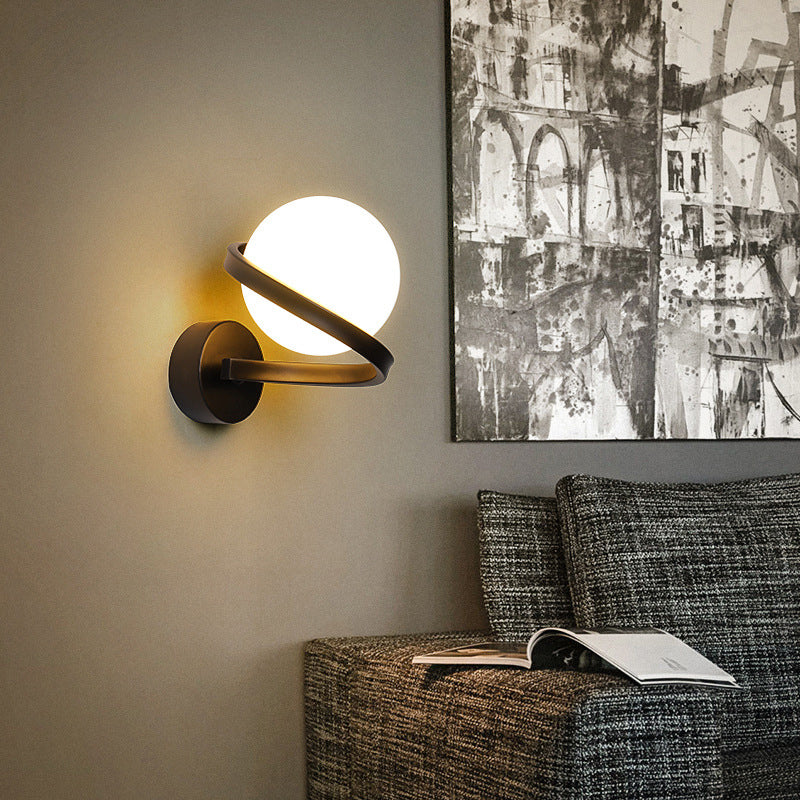 Modern Style Sphere Wall Mounted Lamps Glass 1 Light Wall Sconces