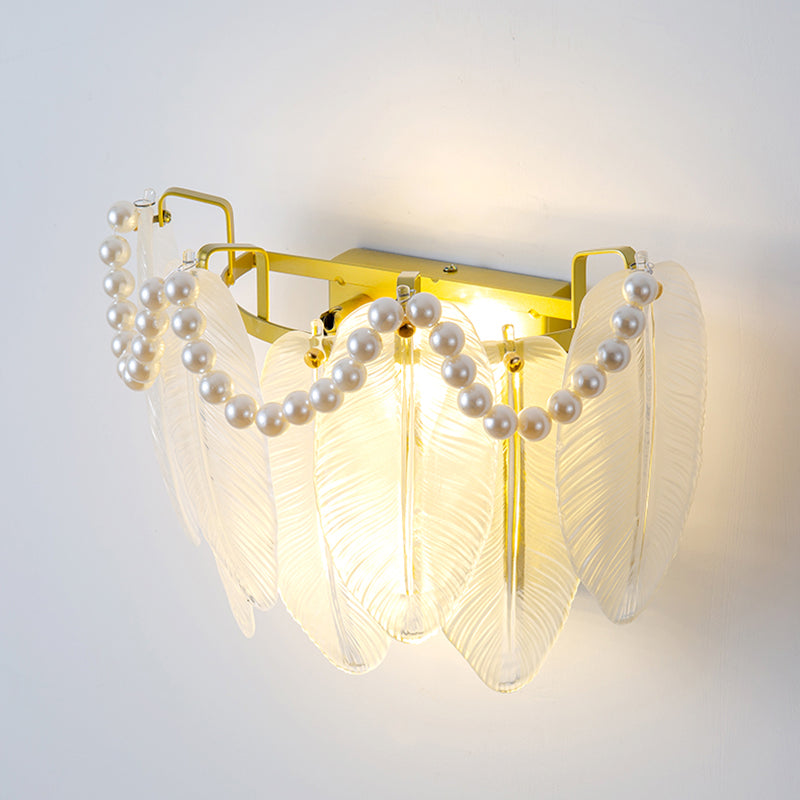 Modern Style Geometric Wall Mounted Lamps Glass 2 Lights Wall Sconces in White