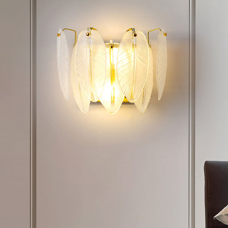 Modern Style Geometric Wall Mounted Lamps Glass 2 Lights Wall Sconces in White