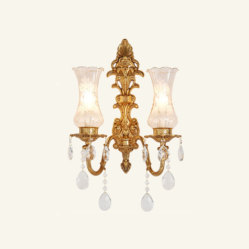 Unique Shade Glass Wall Sconce Modern Style Multi Lights Wall Mount Light Fixture in Gold