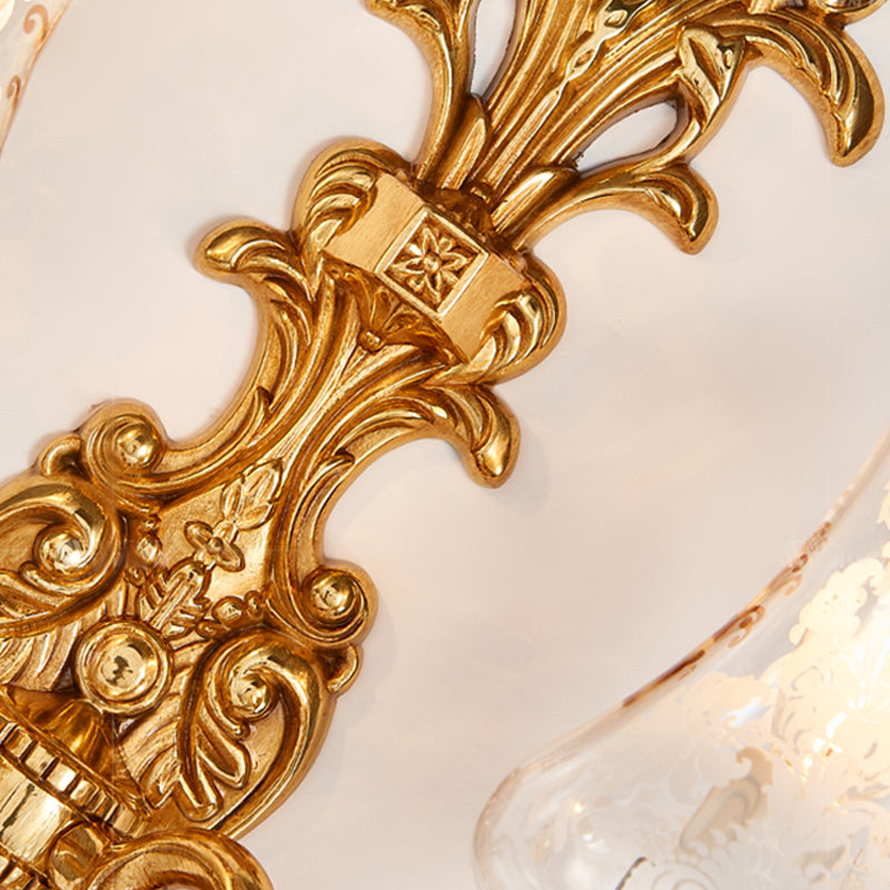 Unique Shade Glass Wall Sconce Modern Style Multi Lights Wall Mount Light Fixture in Gold