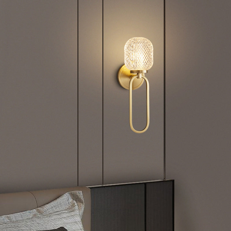 Modern Style Geometric Wall Mounted Lamps Glass 1 Light Wall Sconces in Gold