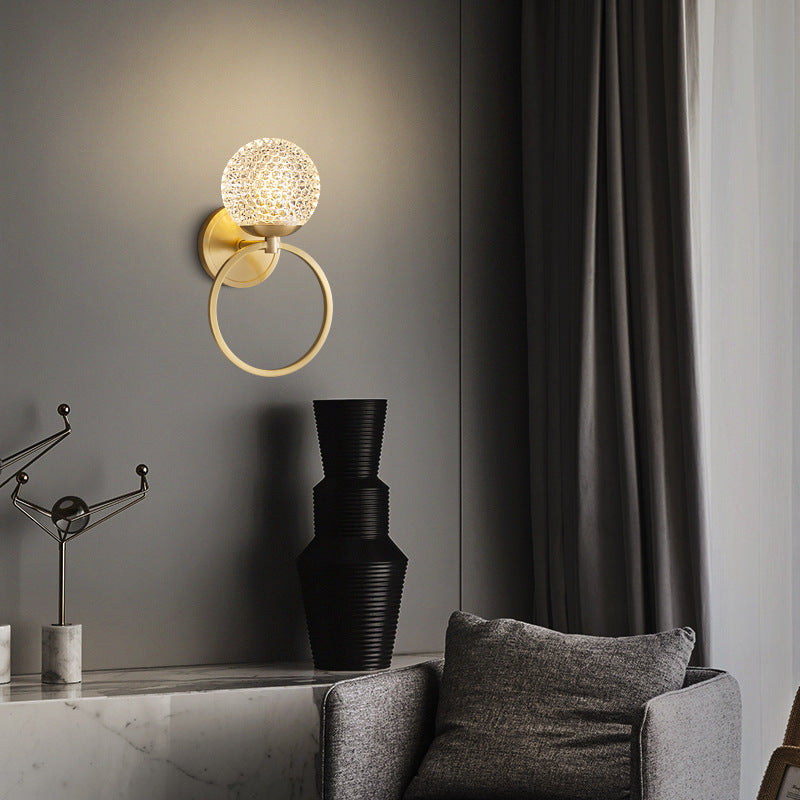Modern Style Geometric Wall Mounted Lamps Glass 1 Light Wall Sconces in Gold