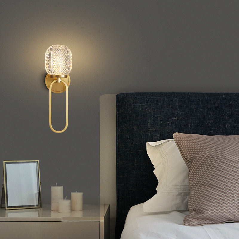 Modern Style Geometric Wall Mounted Lamps Glass 1 Light Wall Sconces in Gold