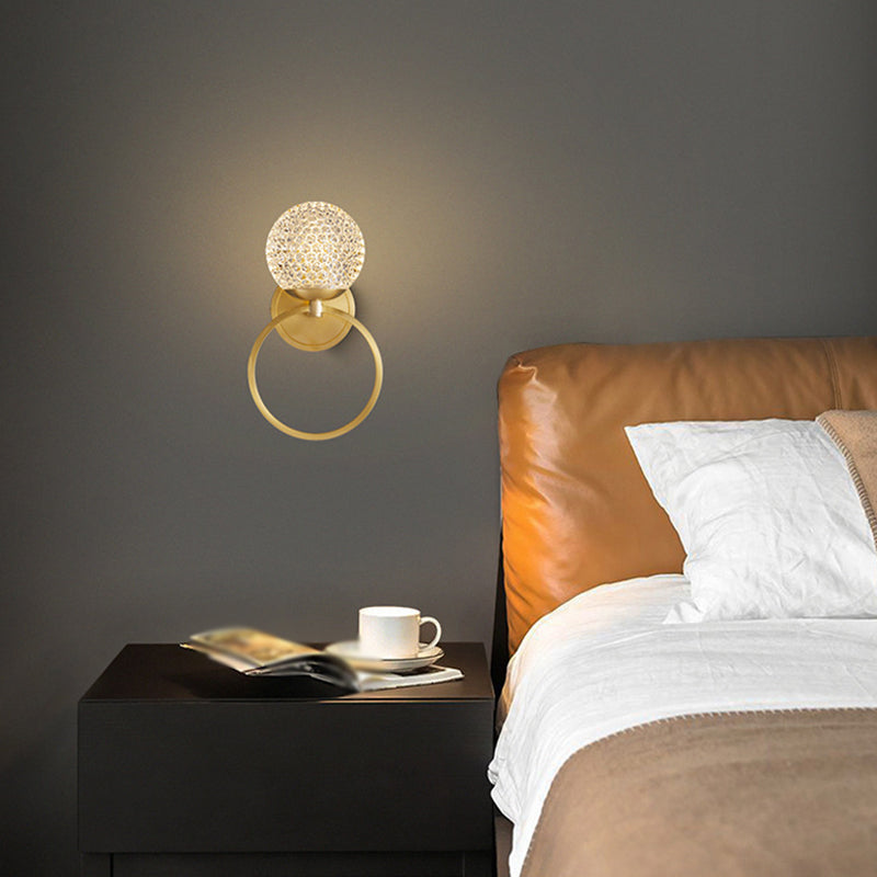 Modern Style Geometric Wall Mounted Lamps Glass 1 Light Wall Sconces in Gold