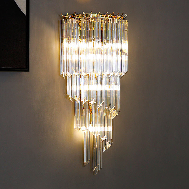 Unique Shade Crystal Wall Sconce Modern Multi-Lights Wall Mount Light Fixture in Gold