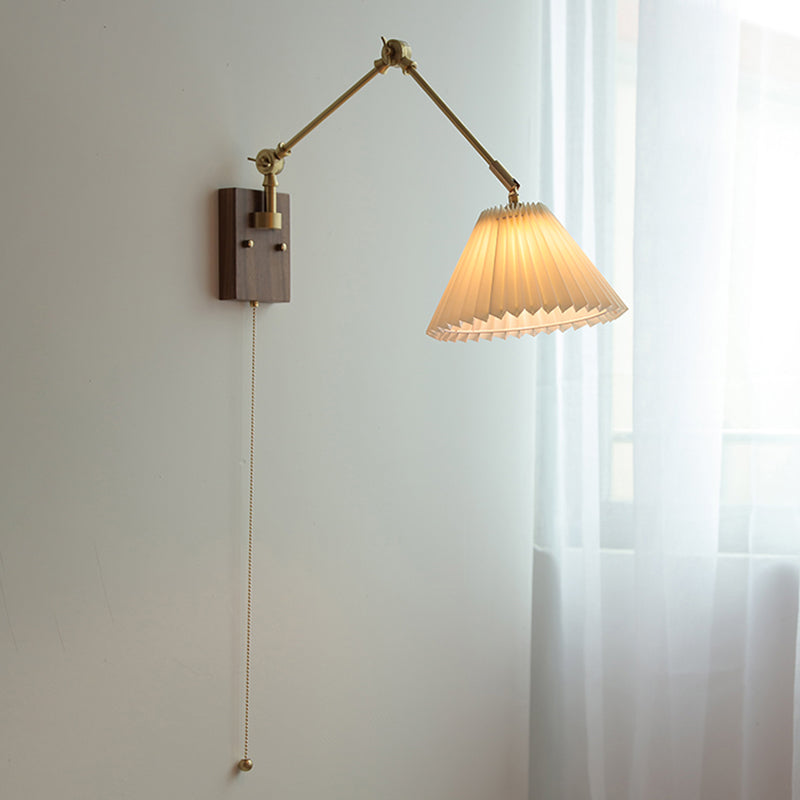 Modern Style Flared Wall Mounted Lamps Wood 1 Light Wall Sconces in White