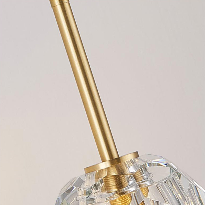 Unique Shade Crystal Wall Sconce Modern Single Light Wall Mount Light Fixture in Brass