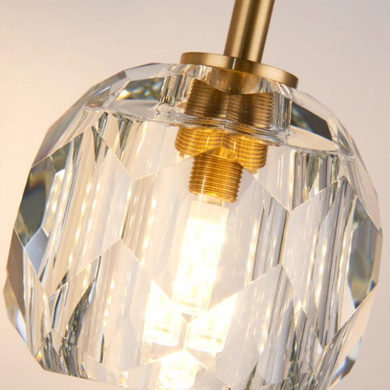 Unique Shade Crystal Wall Sconce Modern Single Light Wall Mount Light Fixture in Brass