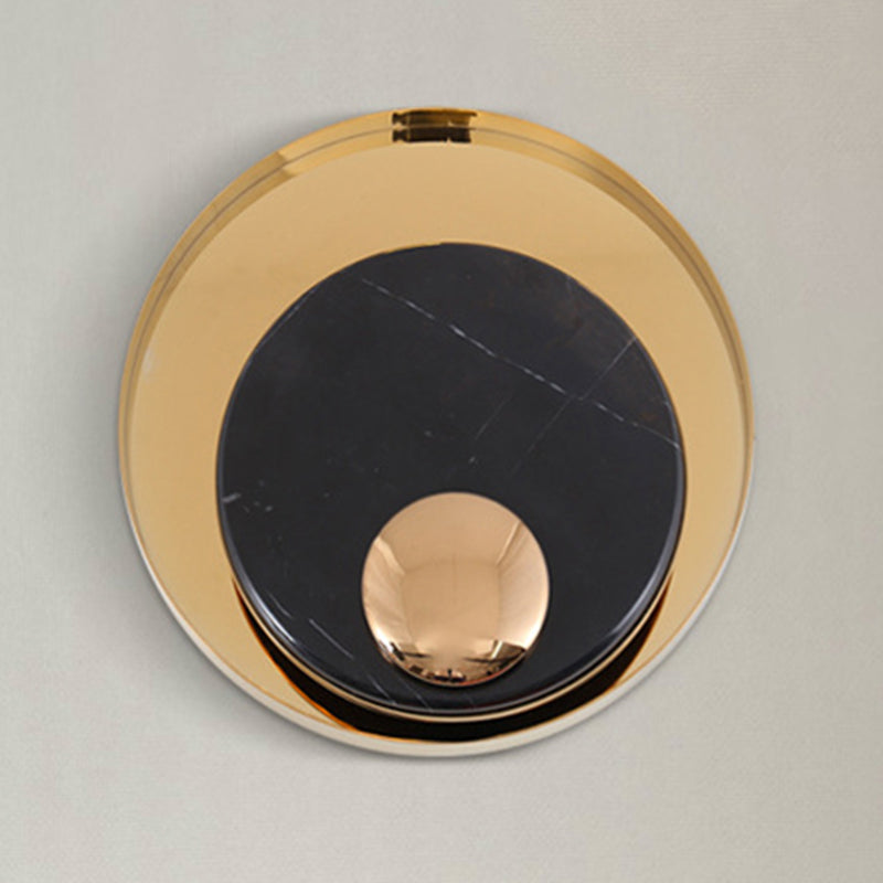 Modern Style Metal Wall Light Round Gold Wall Sconce with Marble for Living Room