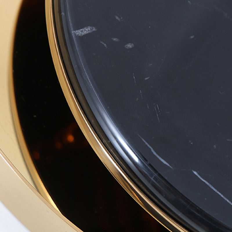 Modern Style Metal Wall Light Round Gold Wall Sconce with Marble for Living Room