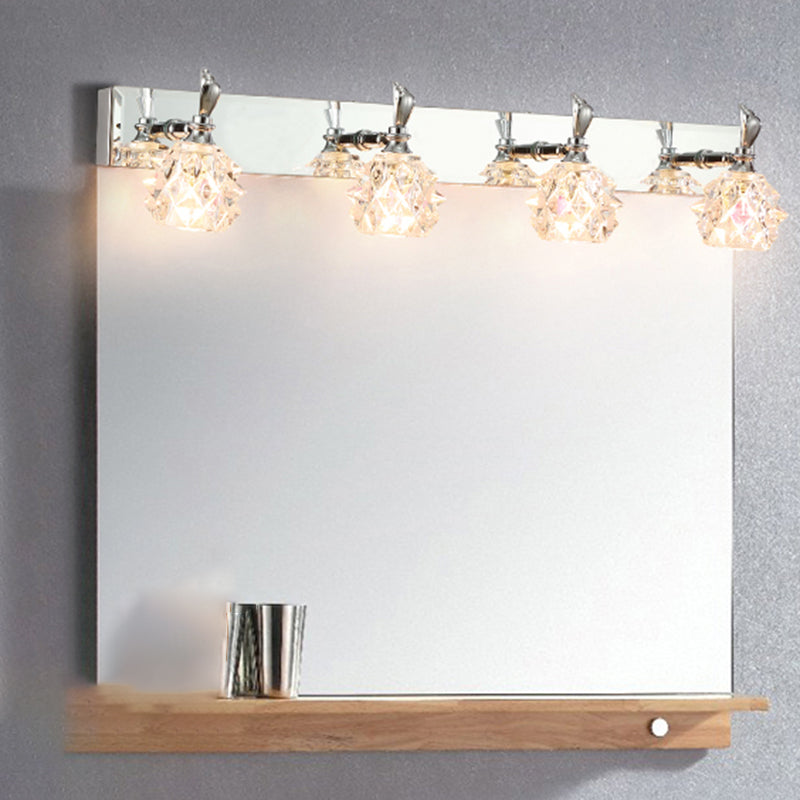 1 / 2 / 3 / 4 - Light Chrome Bath Lighting Glass Shade Adjustable Bath Sconce