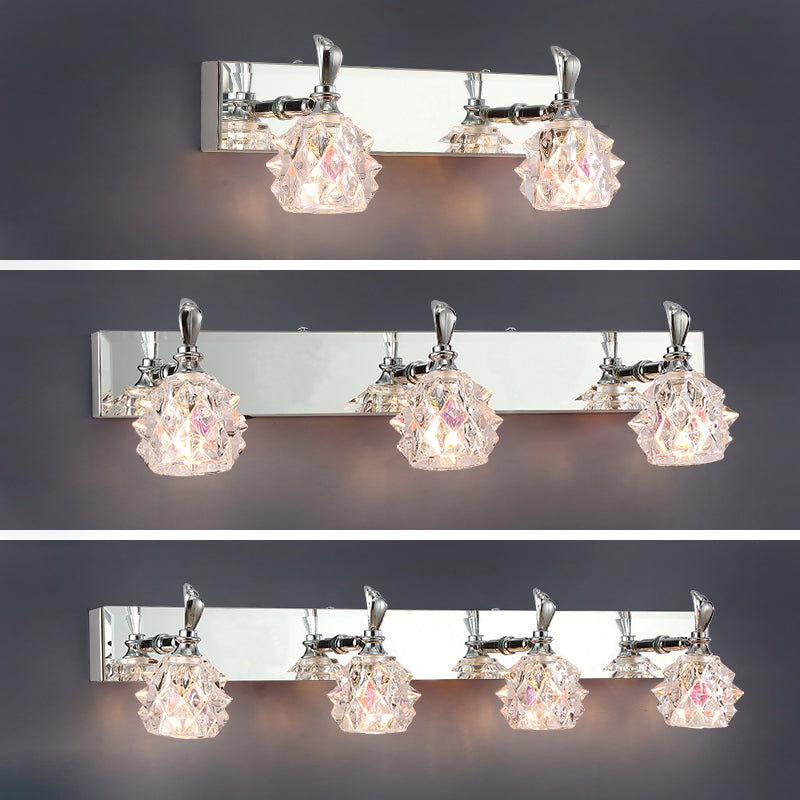 1 / 2 / 3 / 4 - Light Chrome Bath Lighting Glass Shade Adjustable Bath Sconce