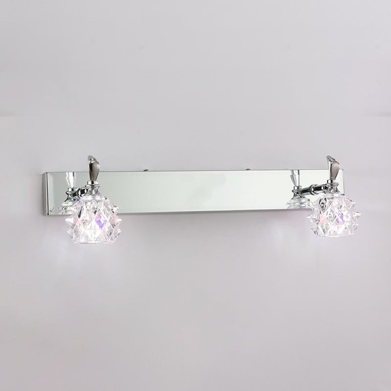 1 / 2 / 3 / 4 - Light Chrome Bath Lighting Glass Shade Adjustable Bath Sconce