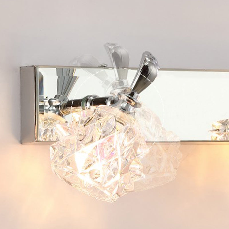 1 / 2 / 3 / 4 - Light Chrome Bath Lighting Glass Shade Adjustable Bath Sconce