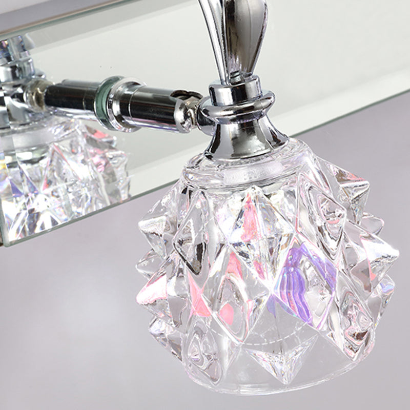 1 / 2 / 3 / 4 - Light Chrome Bath Lighting Glass Shade Adjustable Bath Sconce