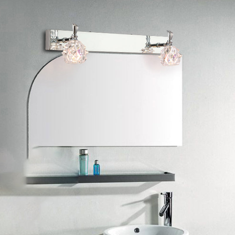 1 / 2 / 3 / 4 - Light Chrome Bath Lighting Glass Shade Adjustable Bath Sconce