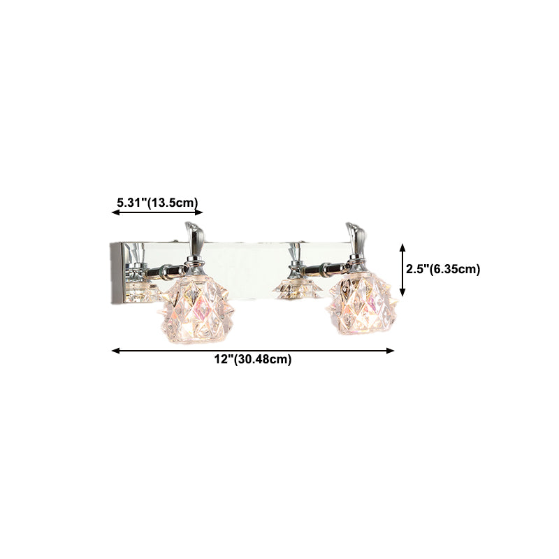 1 / 2 / 3 / 4 - Light Chrome Bath Lighting Glass Shade Adjustable Bath Sconce