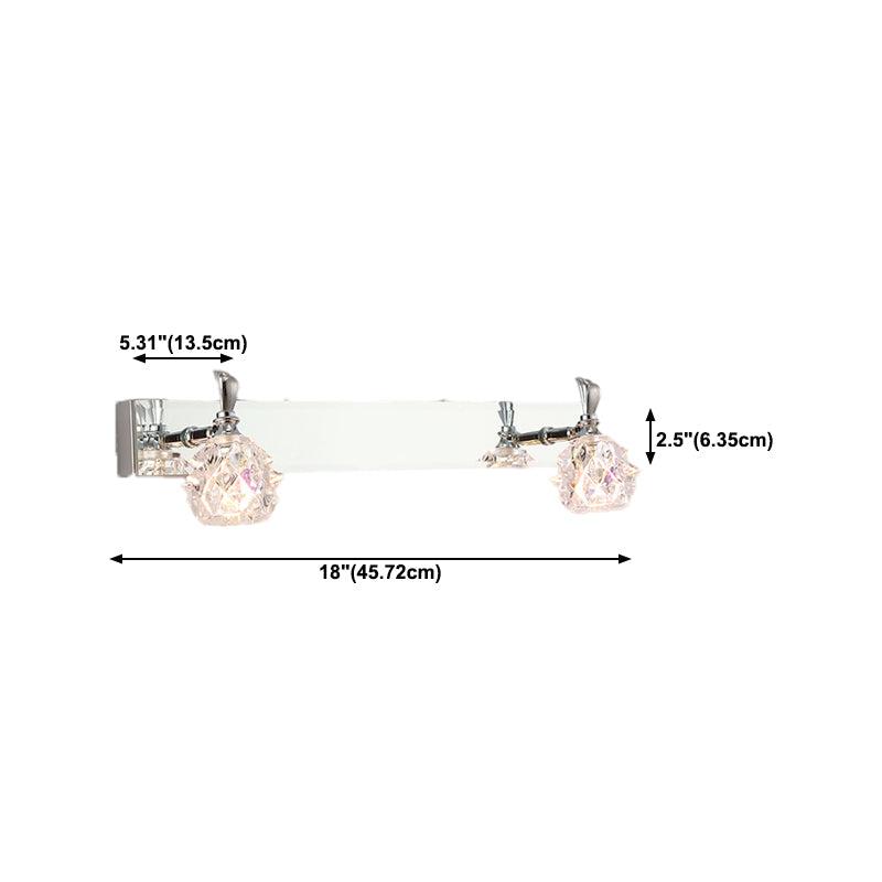 1 / 2 / 3 / 4 - Light Chrome Bath Lighting Glass Shade Adjustable Bath Sconce