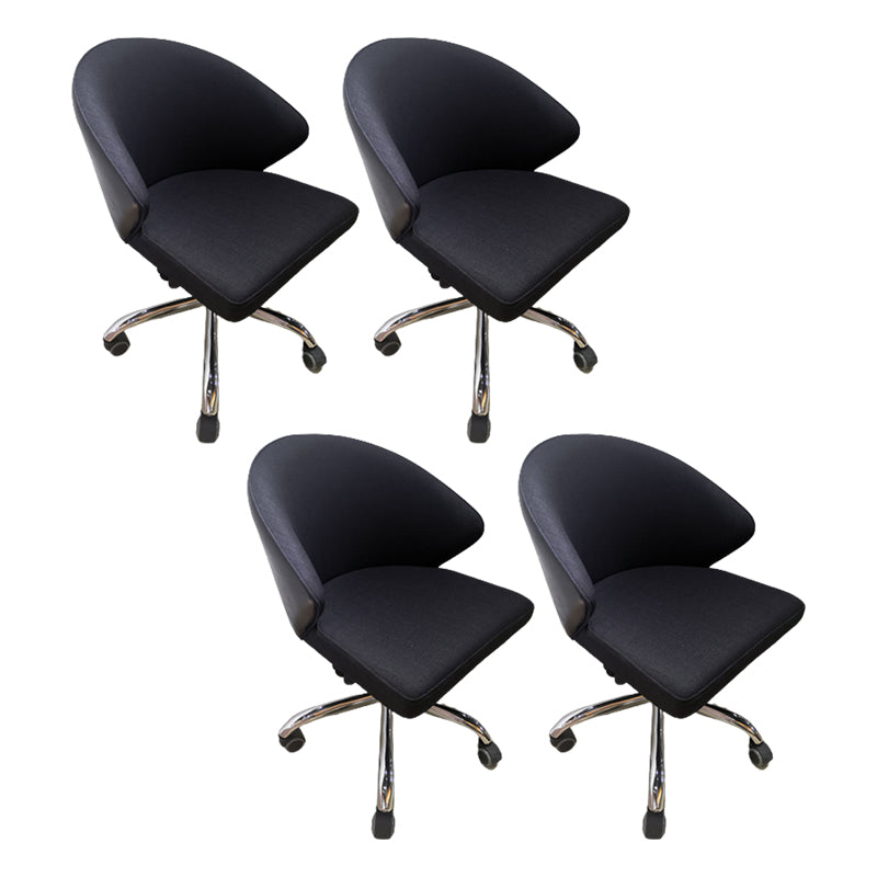 Modern Armless Black Office Chair Height-adjustable Chair with Wheels
