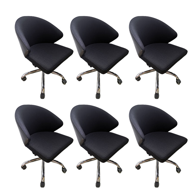 Modern Armless Black Office Chair Height-adjustable Chair with Wheels