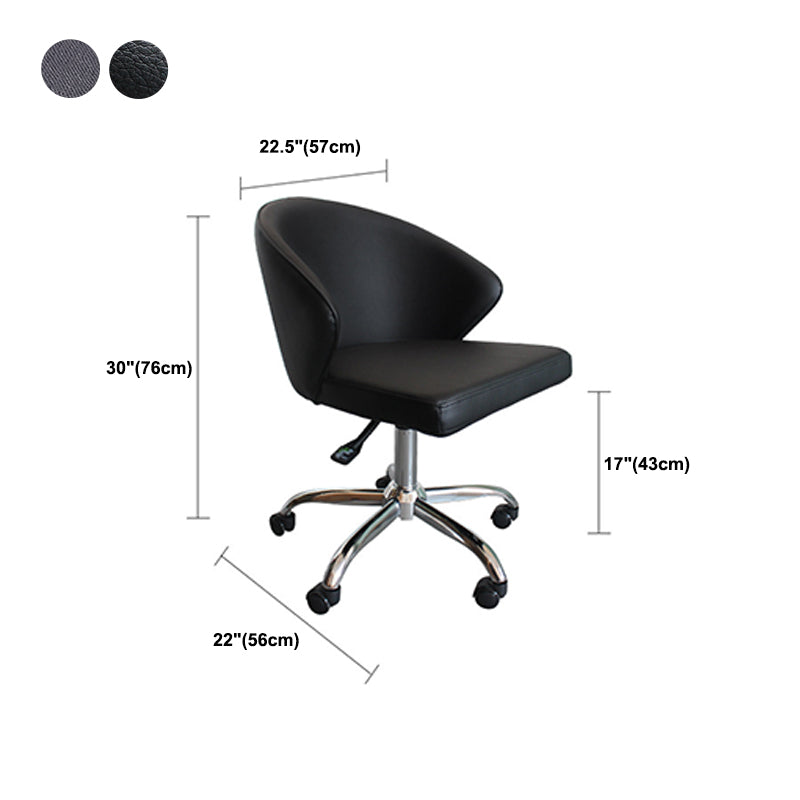 Modern Armless Black Office Chair Height-adjustable Chair with Wheels