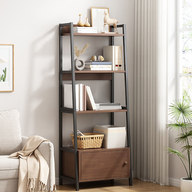 Modern Metal and Wood Shelf Bookcase Ladder Open Book Shelf for Home