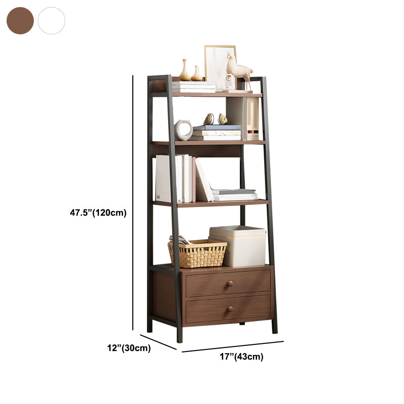Modern Metal and Wood Shelf Bookcase Ladder Open Book Shelf for Home