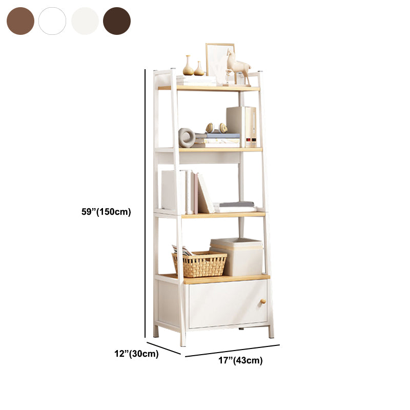 Modern Metal and Wood Shelf Bookcase Ladder Open Book Shelf for Home
