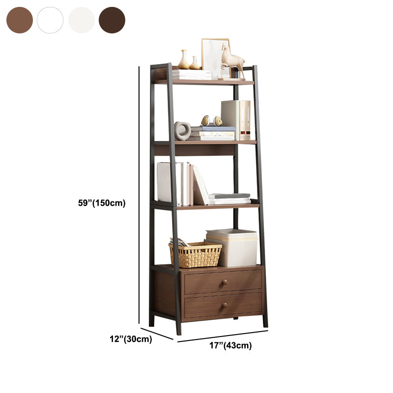 Modern Metal and Wood Shelf Bookcase Ladder Open Book Shelf for Home