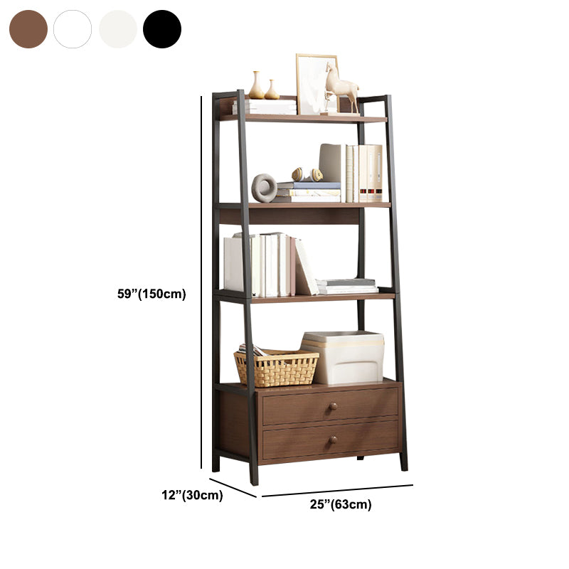 Modern Metal and Wood Shelf Bookcase Ladder Open Book Shelf for Home