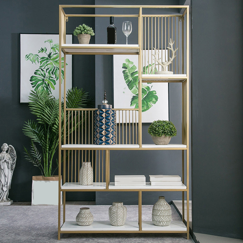 70.9" Tall Metal Book Shelf With Rectangular Shelves Bookshelf Open Back