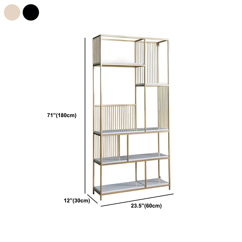 70.9" Tall Metal Book Shelf With Rectangular Shelves Bookshelf Open Back