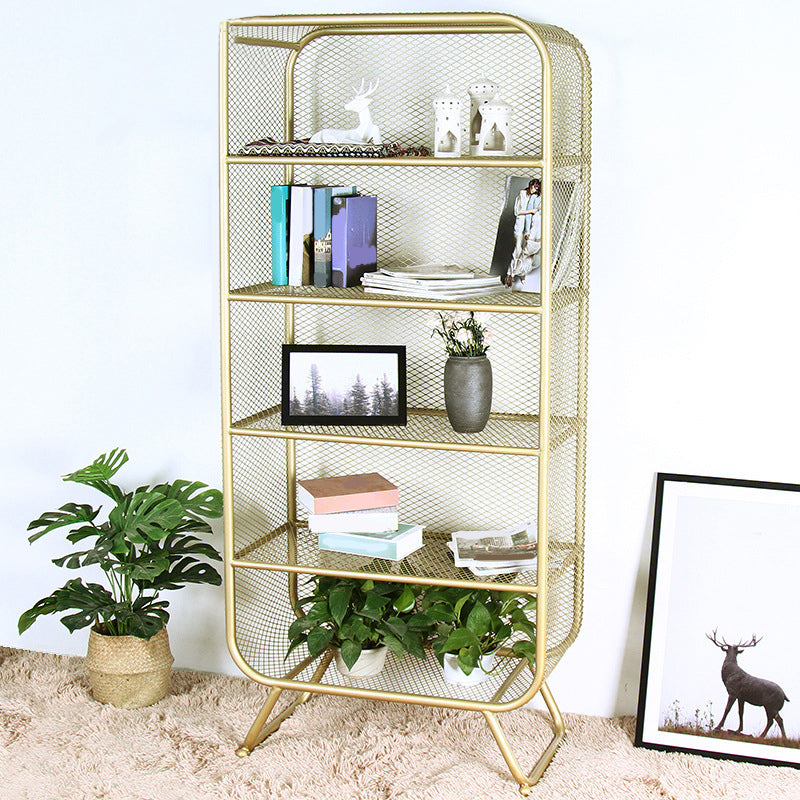 Iron Glam Book Shelf Shelves Included Bookcase Closed Back for Home Office