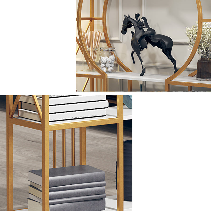 Engineered Wood and Metal Bookshelf Gold Glam Bookcase Open Shelf