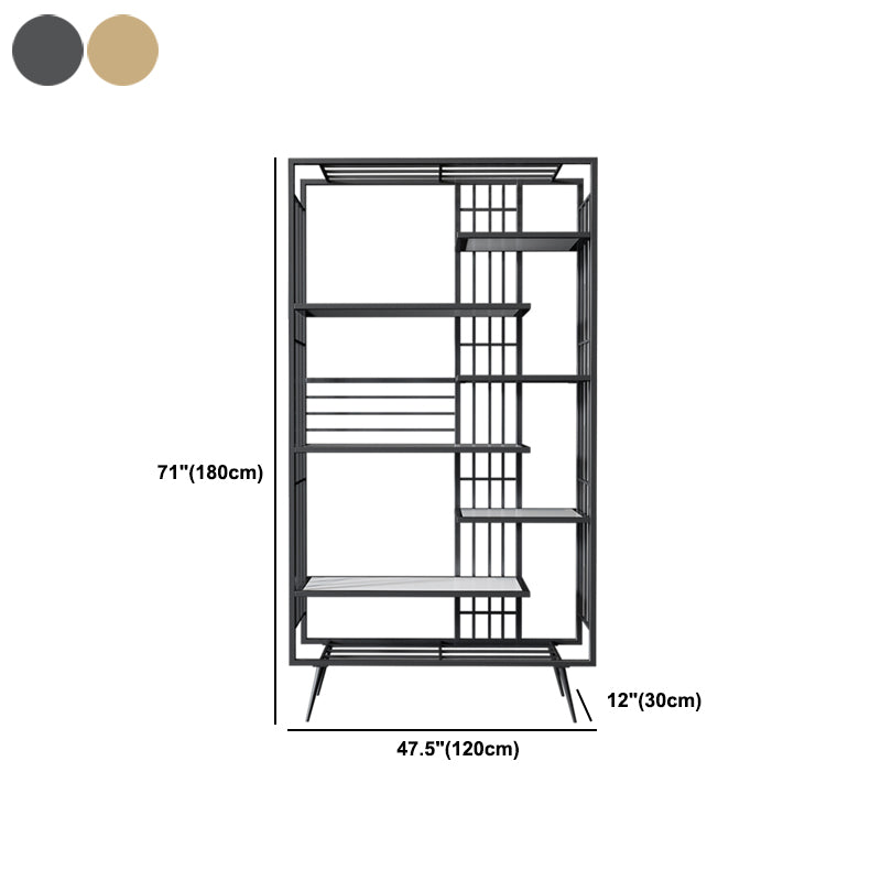 6 open shelves Bookcase Light Luxury Steel Bookshelf for Study Room