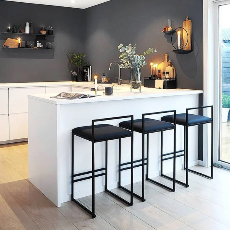 Low Back Upholstered Counter Stool Industrial Armless Bar Chair with Footrest