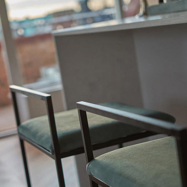 Low Back Upholstered Counter Stool Industrial Armless Bar Chair with Footrest