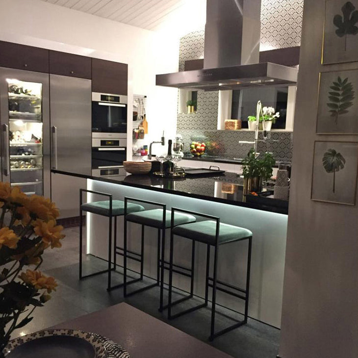 Low Back Upholstered Counter Stool Industrial Armless Bar Chair with Footrest