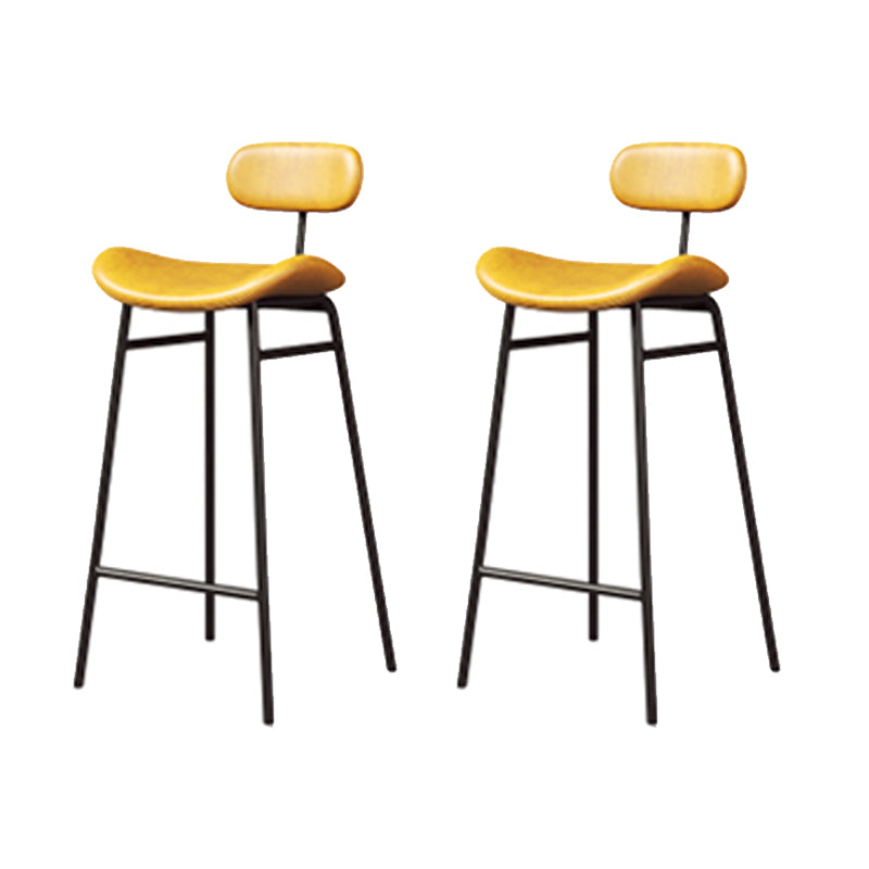 Industrial Armless Bar Stool Faux Leather Bar Chair with Metal Footrest
