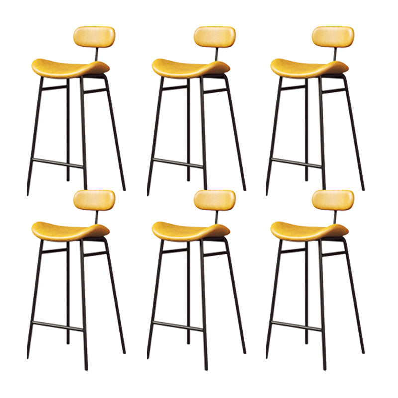 Industrial Armless Bar Stool Faux Leather Bar Chair with Metal Footrest