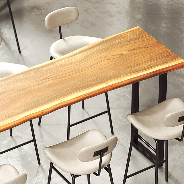 Industrial Armless Bar Stool Faux Leather Bar Chair with Metal Footrest