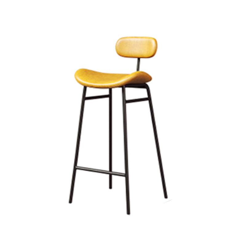 Industrial Armless Bar Stool Faux Leather Bar Chair with Metal Footrest