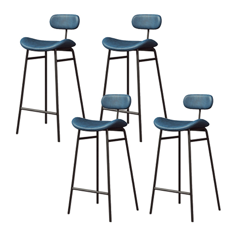 Industrial Armless Bar Stool Faux Leather Bar Chair with Metal Footrest